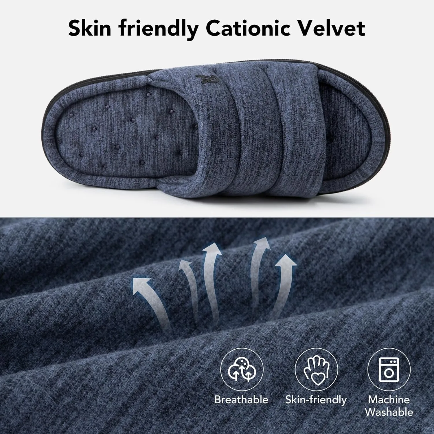 VeraCosy Mens Open-Toe Slippers Memory Foam Indoor Outdoor House Shoes