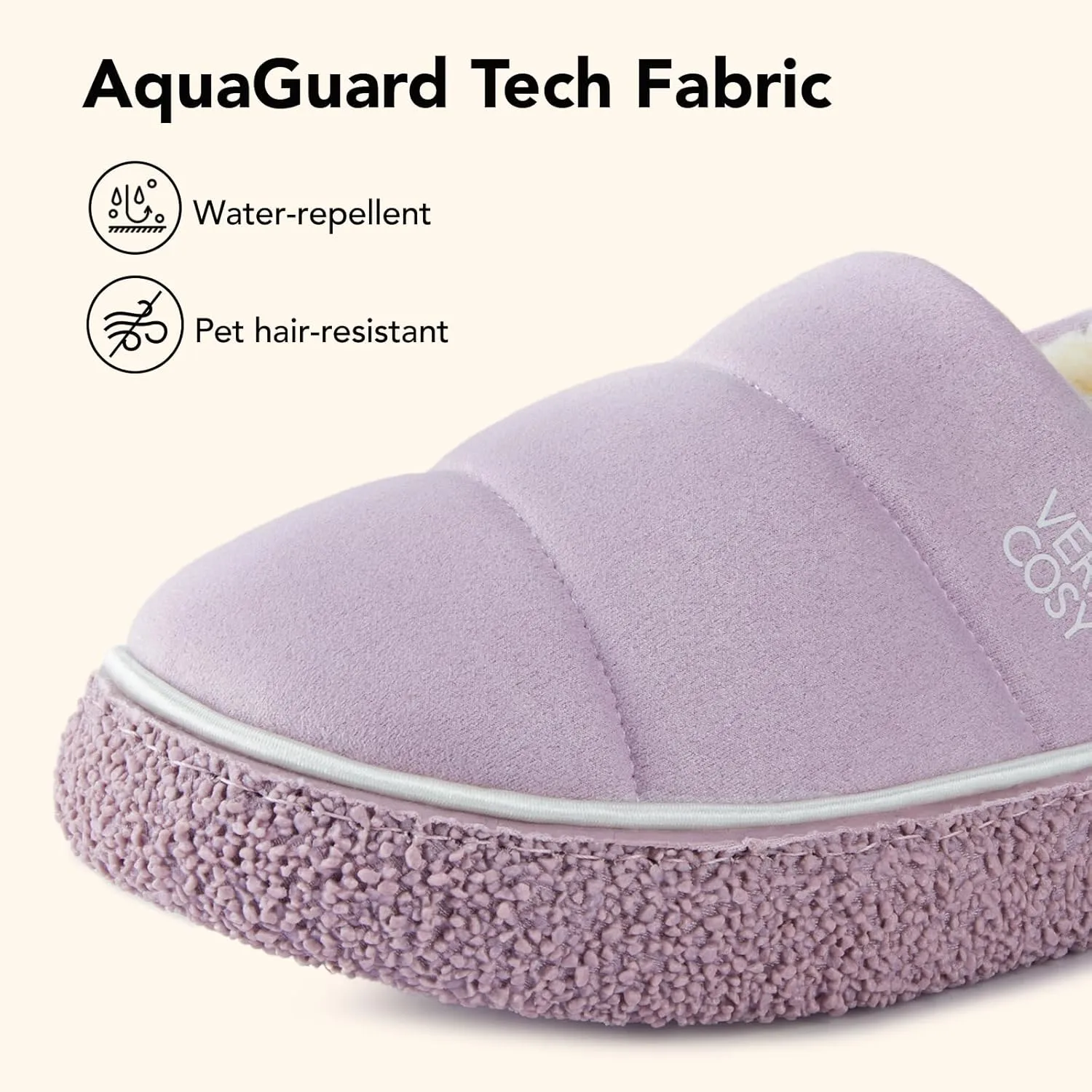 VeraCosy Women's Quilted Closed-back Slippers Technical Fabrics Warm Soft Comfy Non-slip Memory Foam Indoor House Shoes