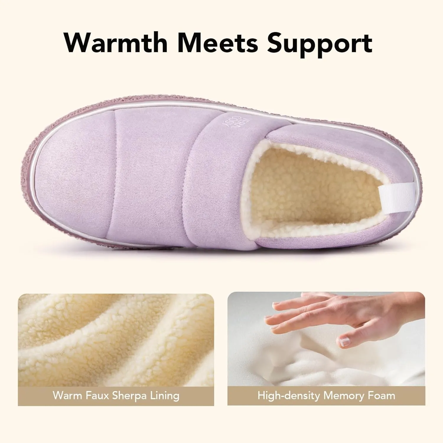 VeraCosy Women's Quilted Closed-back Slippers Technical Fabrics Warm Soft Comfy Non-slip Memory Foam Indoor House Shoes