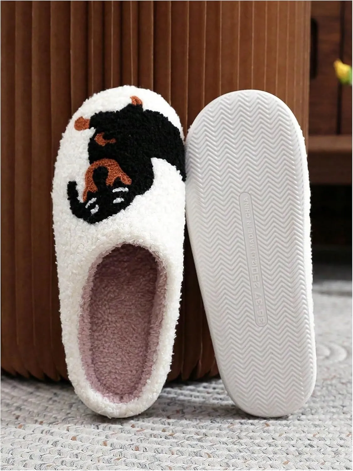 Verdusa Women's Bow Fuzzy Bedroom Slippers Warm Indoor Home Slipper Shoes