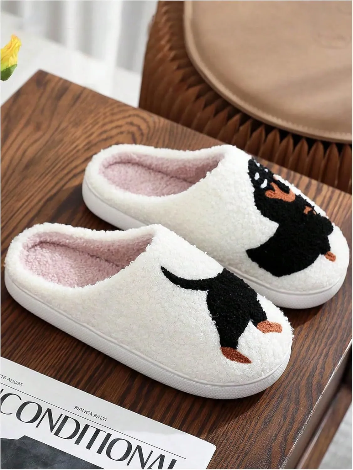 Verdusa Women's Bow Fuzzy Bedroom Slippers Warm Indoor Home Slipper Shoes