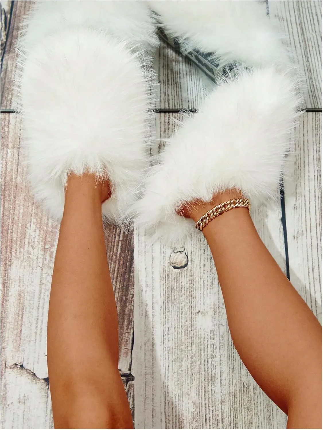 Verdusa Women's Furry Faux Fur House Slippers Warm Home Slipper Shoes