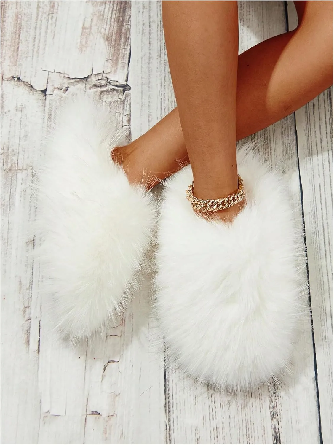Verdusa Women's Furry Faux Fur House Slippers Warm Home Slipper Shoes