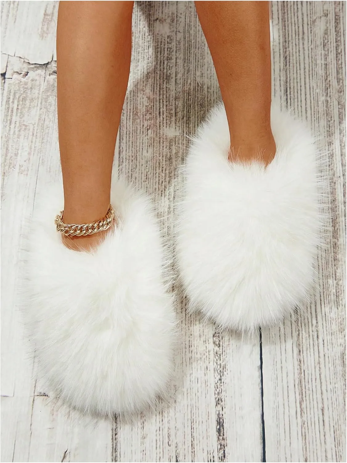 Verdusa Women's Furry Faux Fur House Slippers Warm Home Slipper Shoes