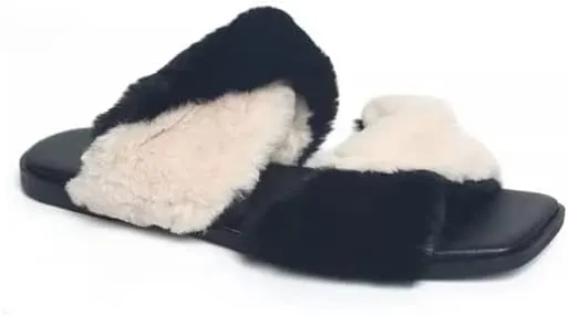 Vhny Women's Twisted Fuzzy Flurry Cozy House Slides Warm Slippers for Indoor Out, 9M