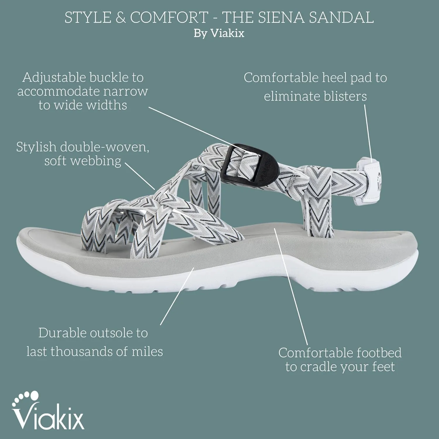 Viakix Womens Walking Sandals: Cute Stylish Comfy Athletic Sport Outdoor Hiking Sandal for Trekking Water Outdoor Beach With Arch Support for Womens Ladies