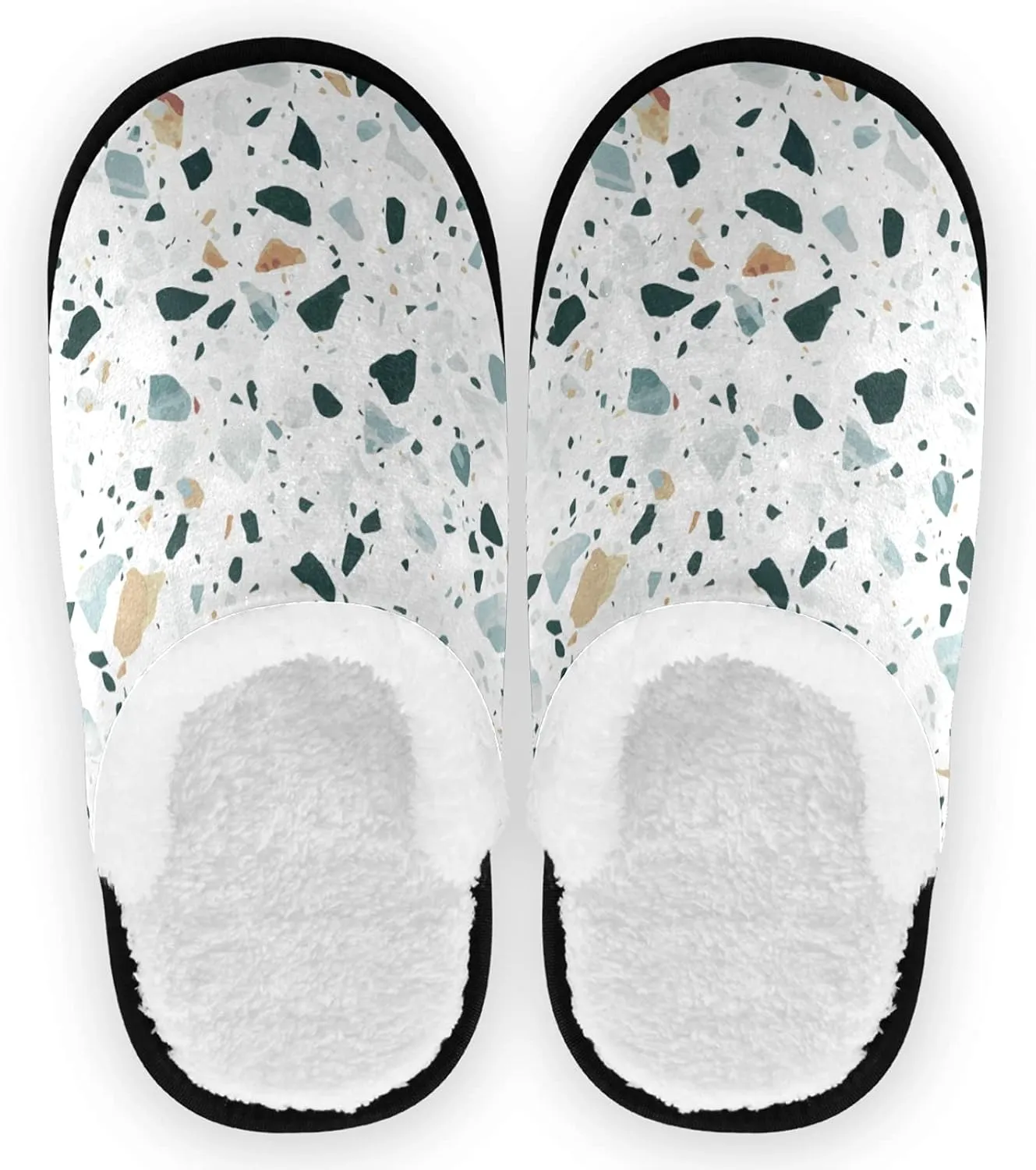 visesunny Venetian Style Natural Stone Granite Quartz Marble Pattern Cozy Fuzzy Womens Memory Foam House Slippers Plush Fleece Indoor Outdoor Slipper