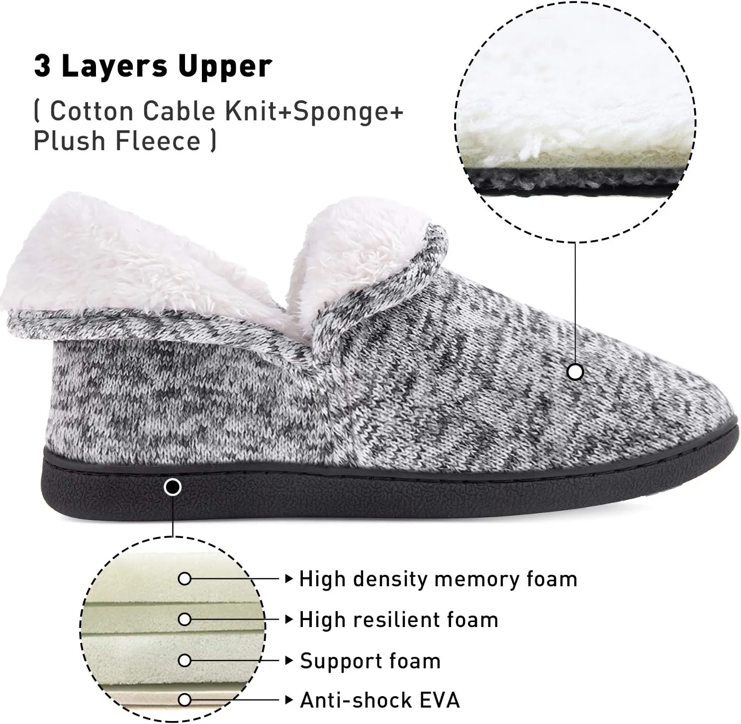 VONMAY Women's Slippers Boots Memory Foam Fuzzy Booties House Shoes Winter Warm Indoor Outdoor