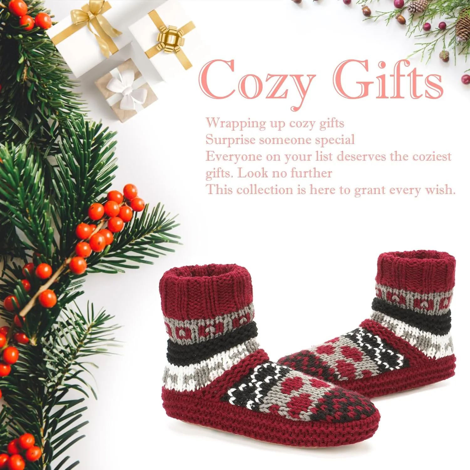 Warm Slipper Socks for Women, Winter Fuzzy House Shoes Indoor, Cozy Christmas Gifts Unique