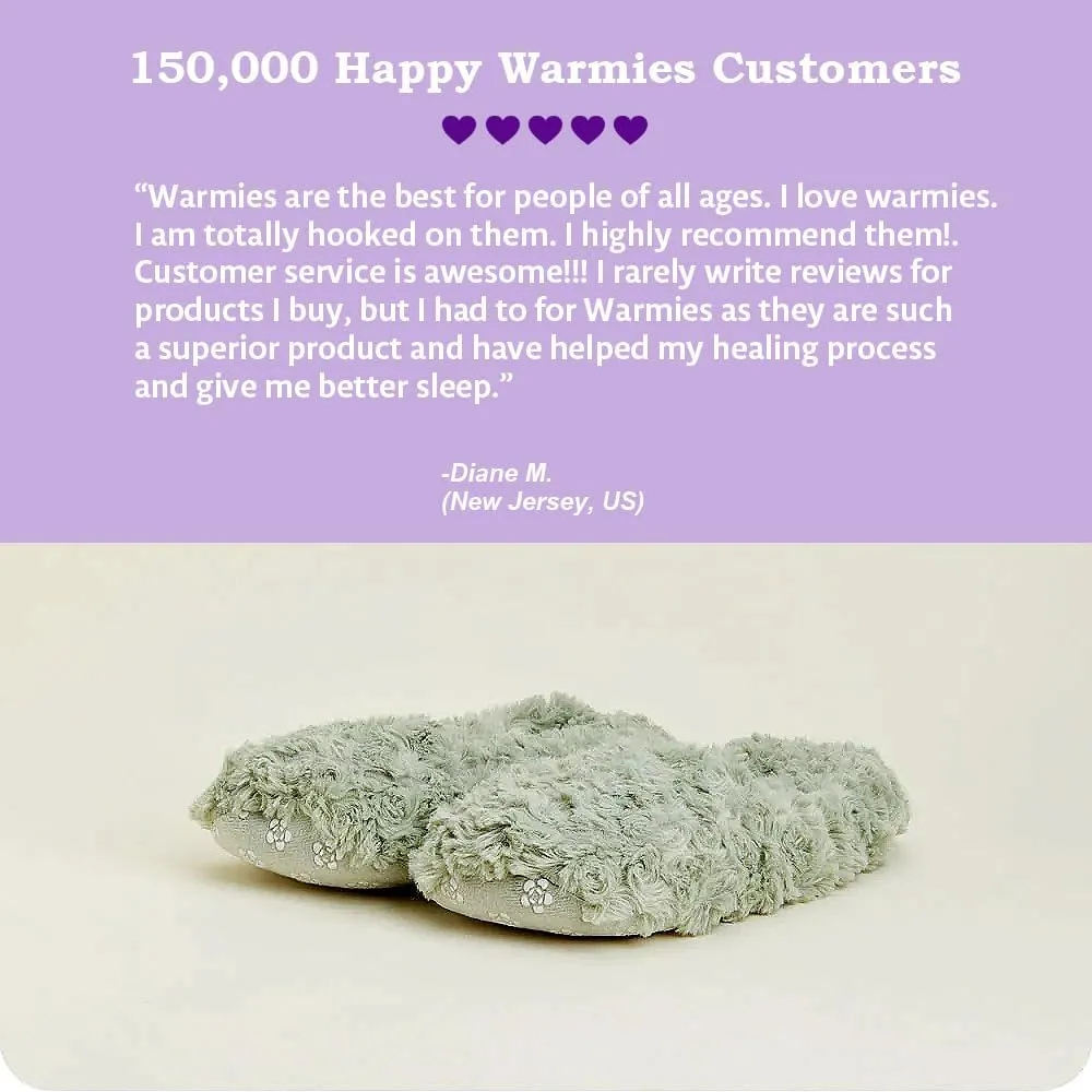 warmies Microwaveable House Slippers for Women - Plush, Soft & Fuzzy Indoor Slippers with Backs & Non-Slip Memory Foam Soles - Cozy Warm Ladies Slipper