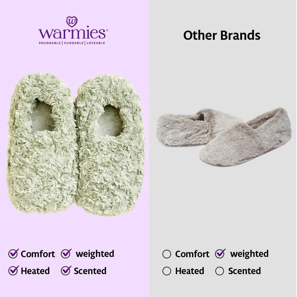 warmies Microwaveable House Slippers for Women - Plush, Soft & Fuzzy Indoor Slippers with Backs & Non-Slip Memory Foam Soles - Cozy Warm Ladies Slipper
