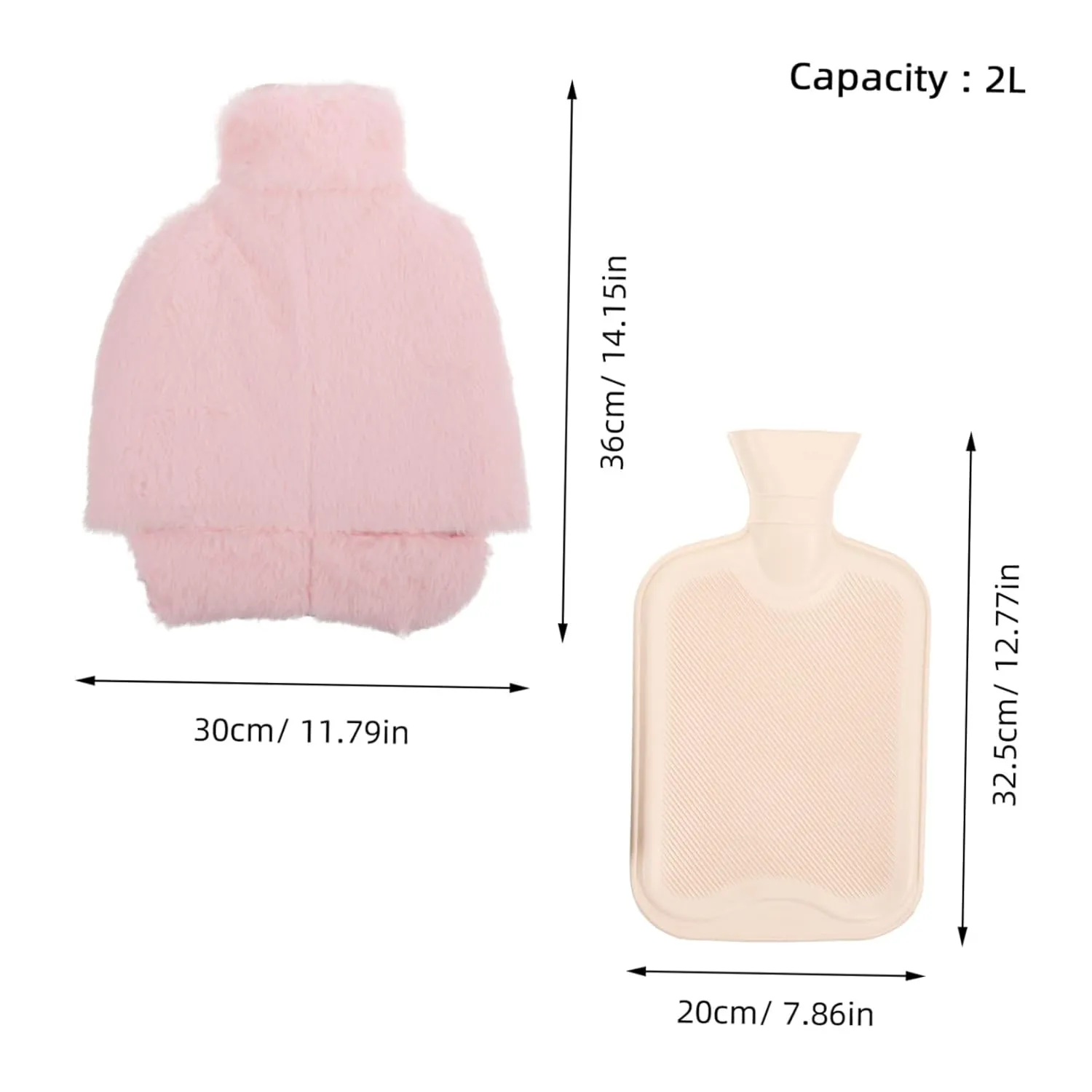 Warmth for Winter: 2l Hot Water Bottle Foot Warmer Plush Slipper Cover Water-Proof