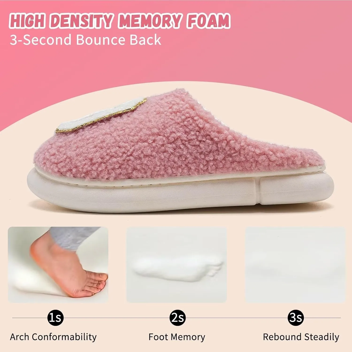 WateLves Women's Pillow Warm Memory Foam Slippers Comfortable Cute House Shoes Lightweight Fuzzy Christmas Slippers