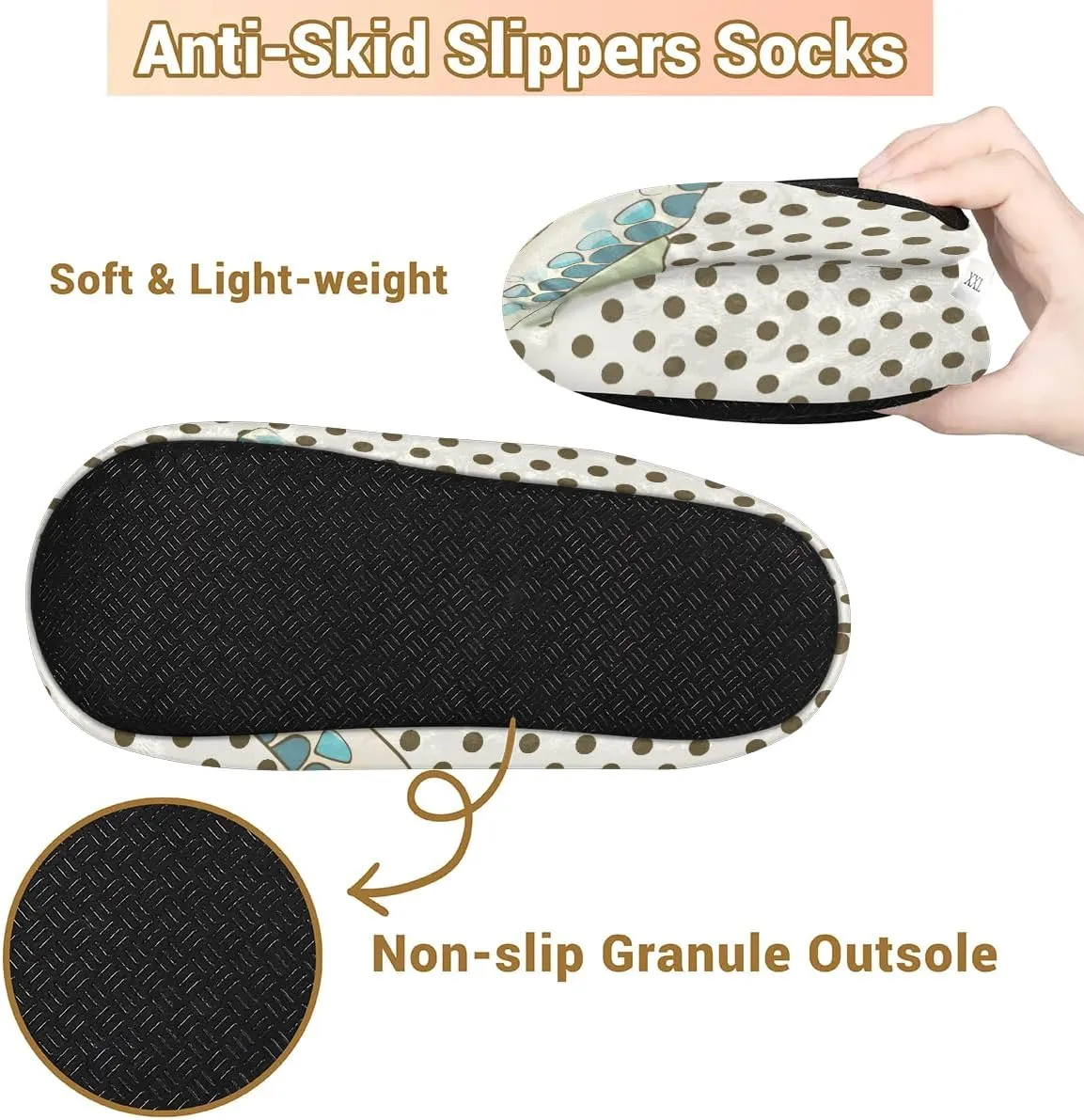 Watercolor Turtle Dots Slipper for Women and Men Non-Slip Fuzzy Slipper Socks Memory Foam Slippers Winter Warm Home Slippers Fur Lining