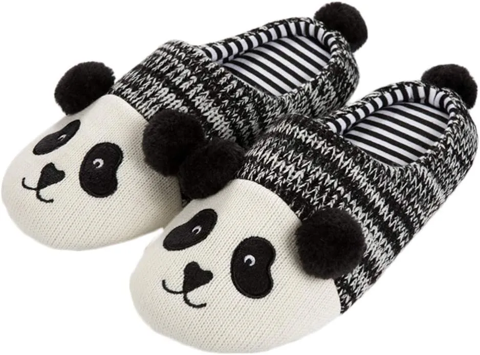 Winter Home Shoes Animal Slippers Cotton Slipper Fuzzy Slippers for Kids Non Slip Slippers Ladies Paw Slippers Adult Couple Slippers Panda Shoes Child Cotton Mop Bow Tie