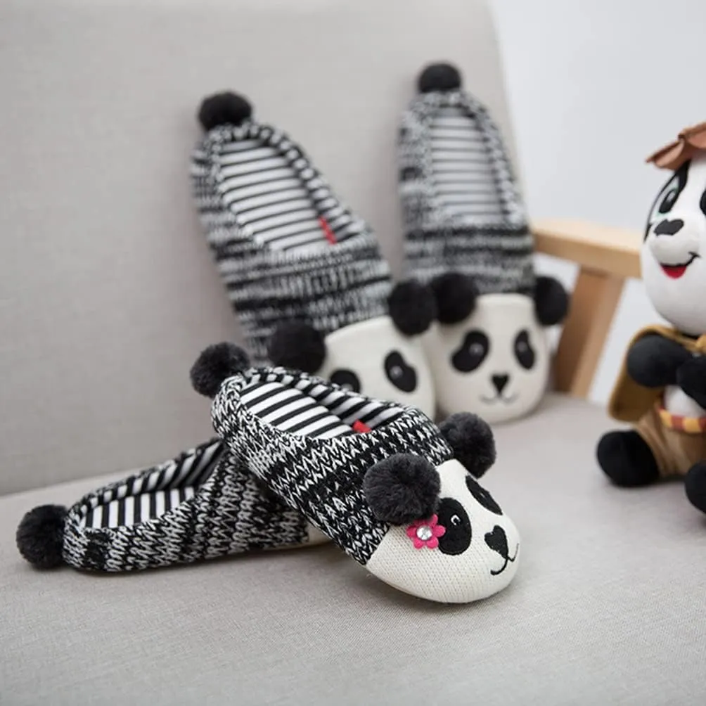 Winter Home Shoes Animal Slippers Cotton Slipper Fuzzy Slippers for Kids Non Slip Slippers Ladies Paw Slippers Adult Couple Slippers Panda Shoes Child Cotton Mop Bow Tie