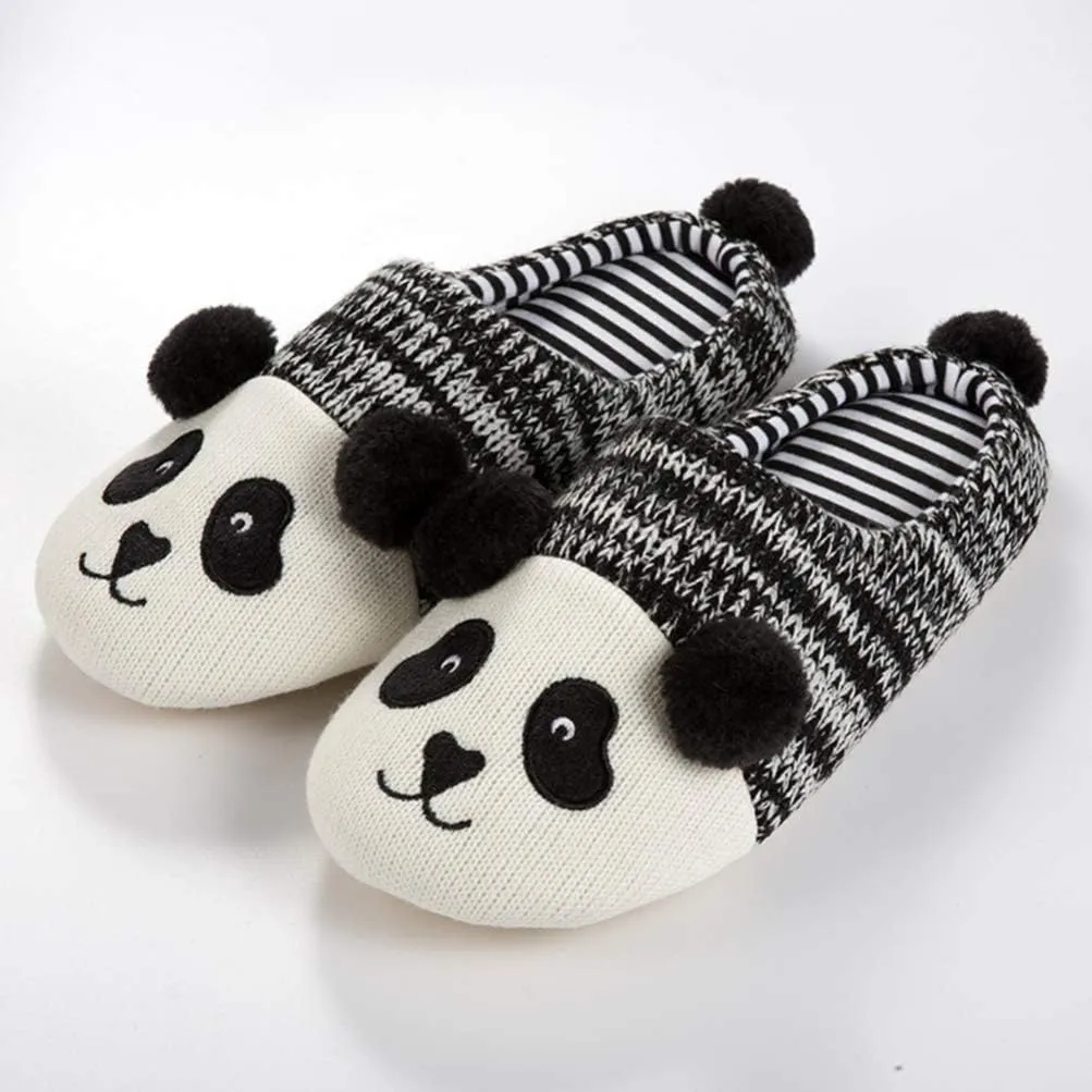 Winter Home Shoes Animal Slippers Cotton Slipper Fuzzy Slippers for Kids Non Slip Slippers Ladies Paw Slippers Adult Couple Slippers Panda Shoes Child Cotton Mop Bow Tie
