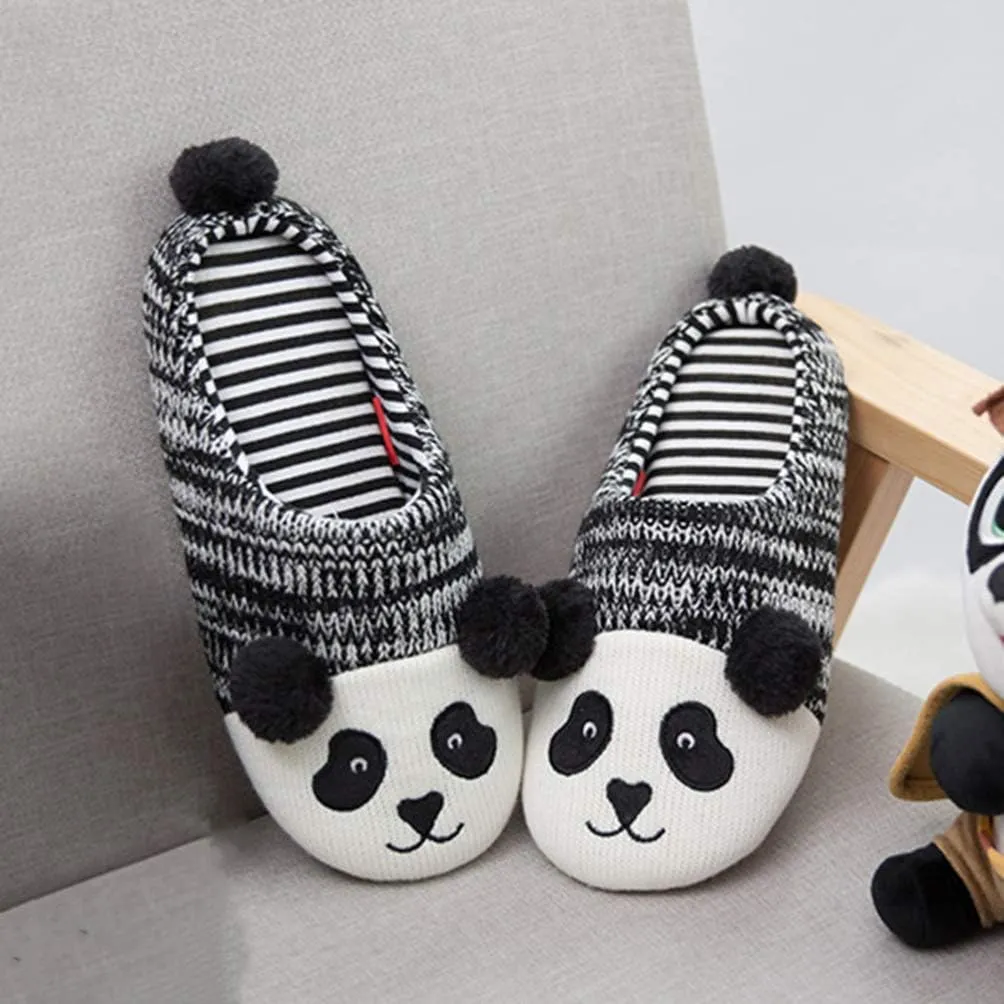 Winter Home Shoes Animal Slippers Cotton Slipper Fuzzy Slippers for Kids Non Slip Slippers Ladies Paw Slippers Adult Couple Slippers Panda Shoes Child Cotton Mop Bow Tie
