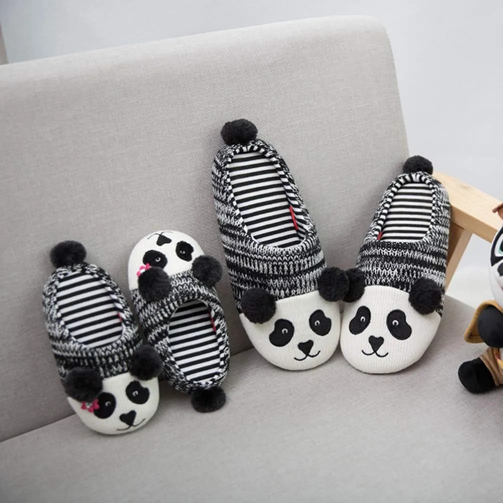 Winter Home Shoes Animal Slippers Cotton Slipper Fuzzy Slippers for Kids Non Slip Slippers Ladies Paw Slippers Adult Couple Slippers Panda Shoes Child Cotton Mop Bow Tie