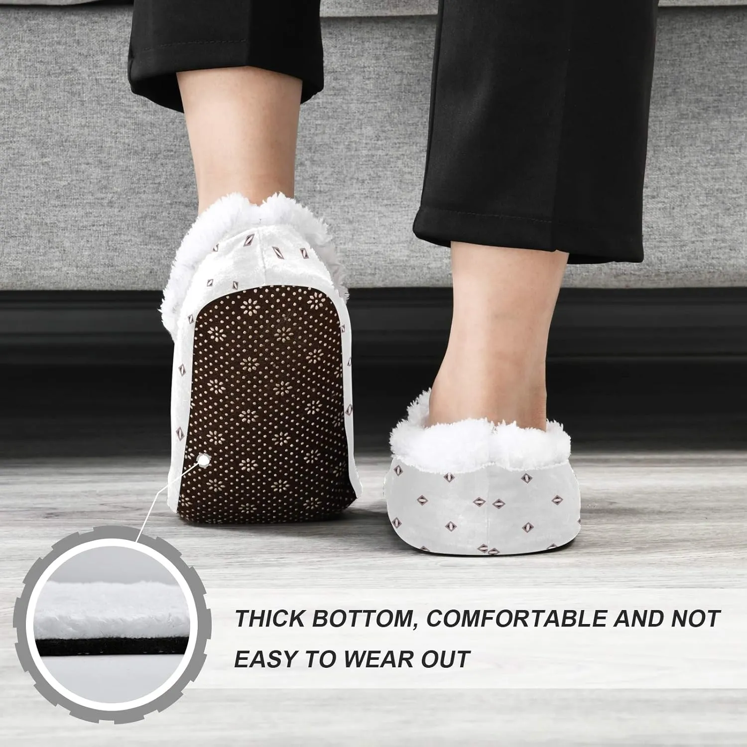 Winter House Slippers for Women/Men with Red Flower Background Element Cozy Fleece Slippers