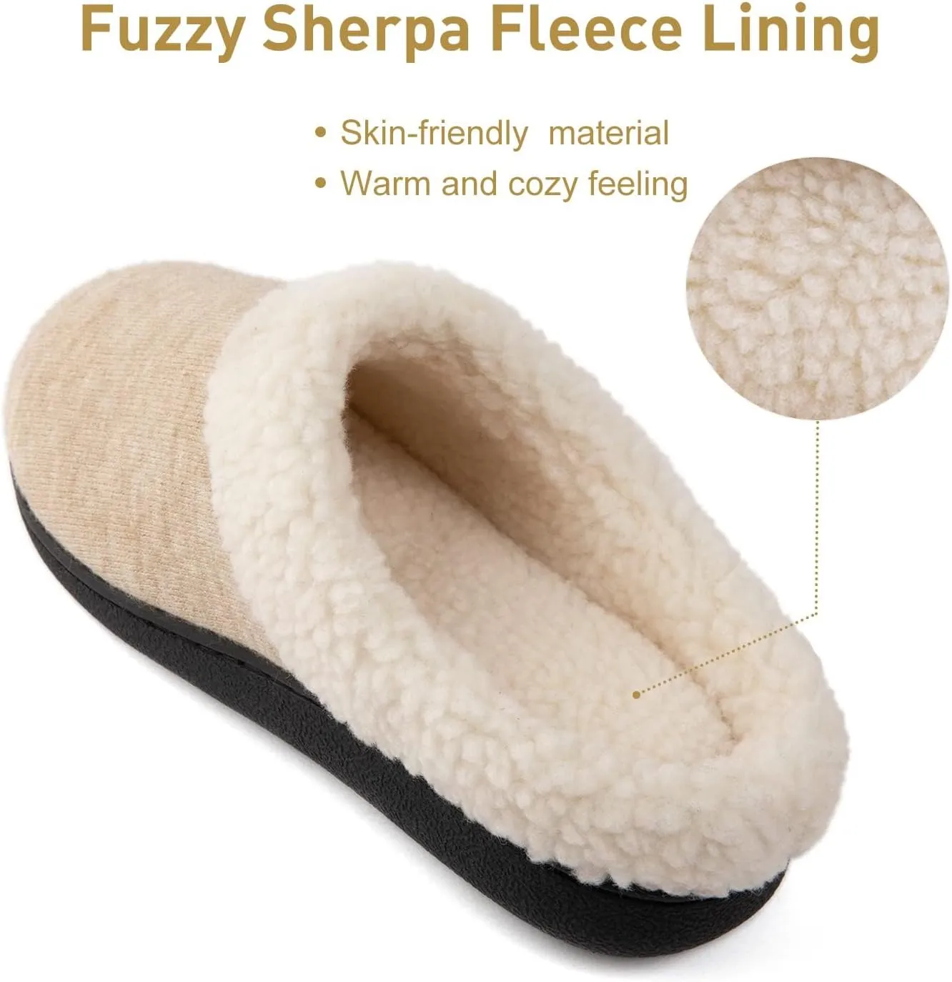 Wishcotton Women's Lamb-rub Sherpa House Slippers Memory Foam Indoor Outdoor