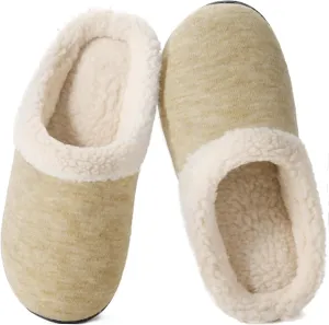 Wishcotton Women's Lamb-rub Sherpa House Slippers Memory Foam Indoor Outdoor