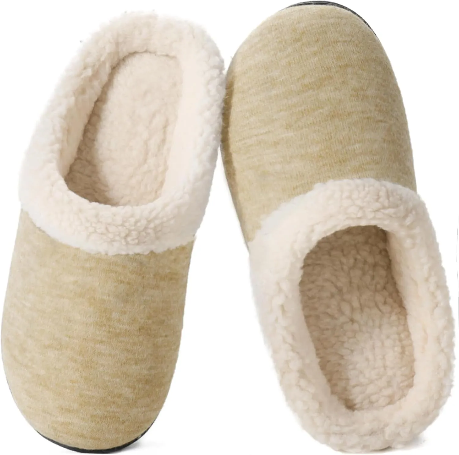 Wishcotton Women's Lamb-rub Sherpa House Slippers Memory Foam Indoor Outdoor