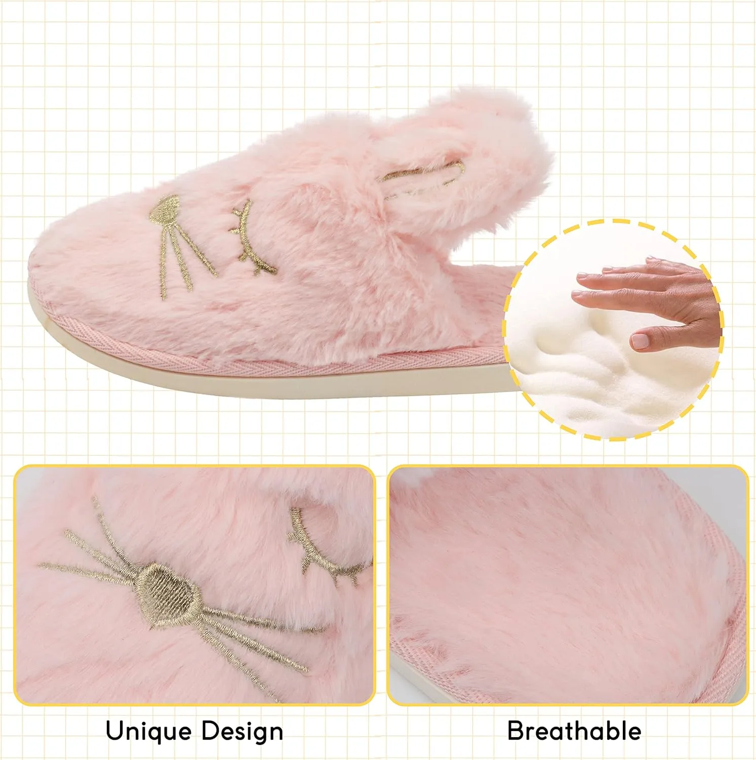 Women Bunny Animal Slippers Cute Soft House Shoes Cozy Memory Foam Bedroom Slippers Rabbit Christmas Gifts Indoor Outdoor