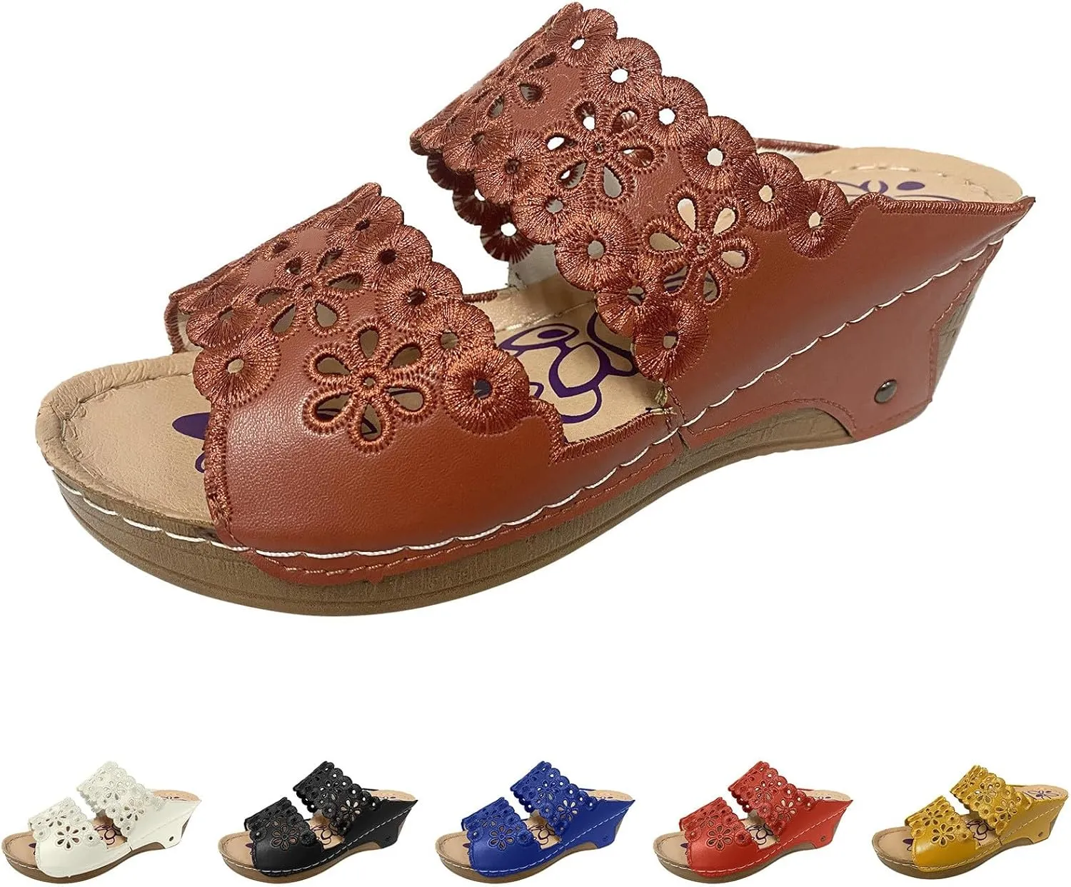 Women Shoes Thick Soled Wedge Sandals Casual Fashion Hollow Embroidery Bohemian Sandals Shoes Womens Leopard 8