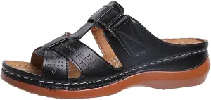 Women Wedge Arch Support Slides Summer Comfort Slip on Sandals Casual Non-Slip Slide Sandal Flat Slippers