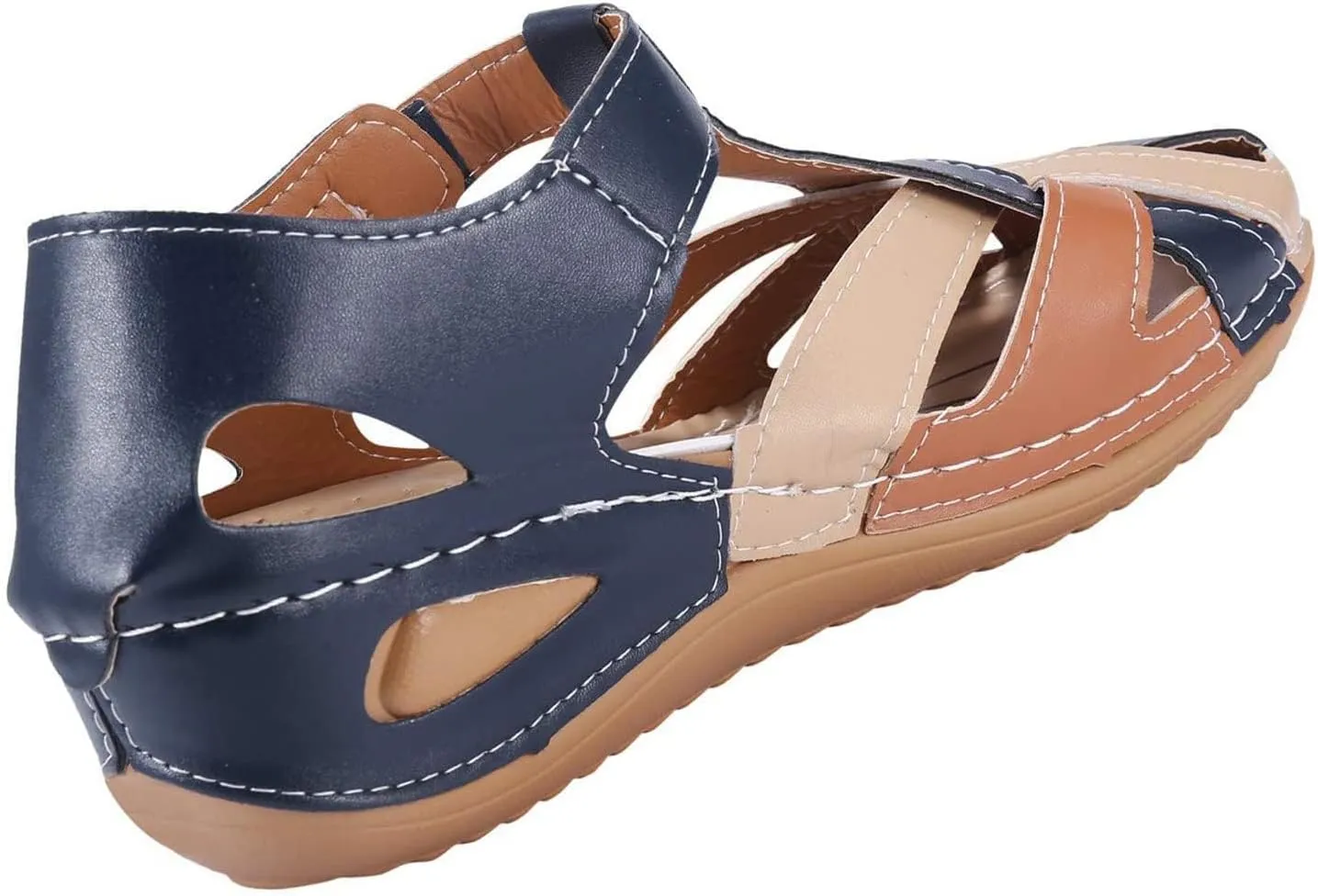 Women'S Ankle Strap Closed Toe Orthopedic Sandals Comfy Wedge Platform Beach Hook and Loop Gladiator Sandals Casual Bohemia Outdoor Hollow Sandals