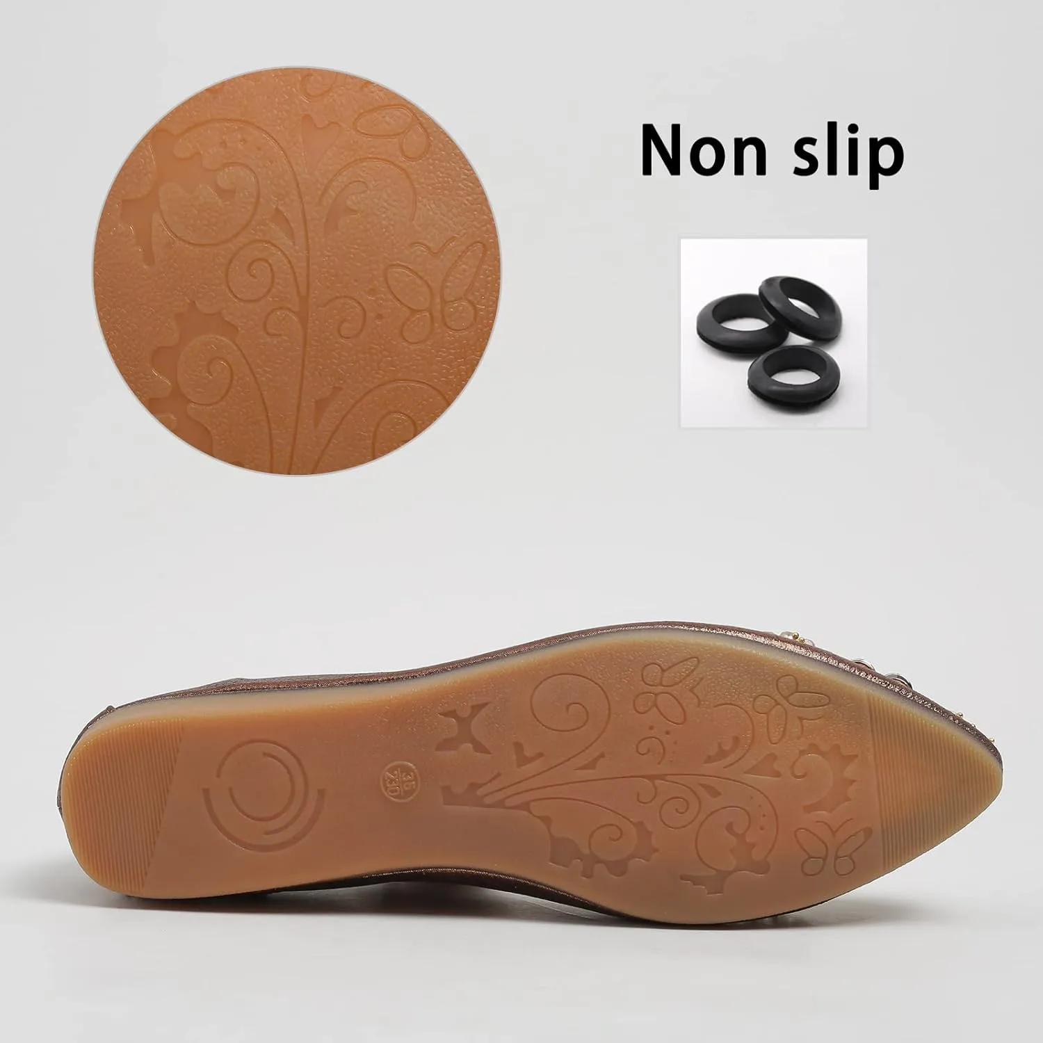 Women's Ballet Flat Shoes - Cute Rhinestones Bow Wedding Flats Slip on Flats for Women Comfort