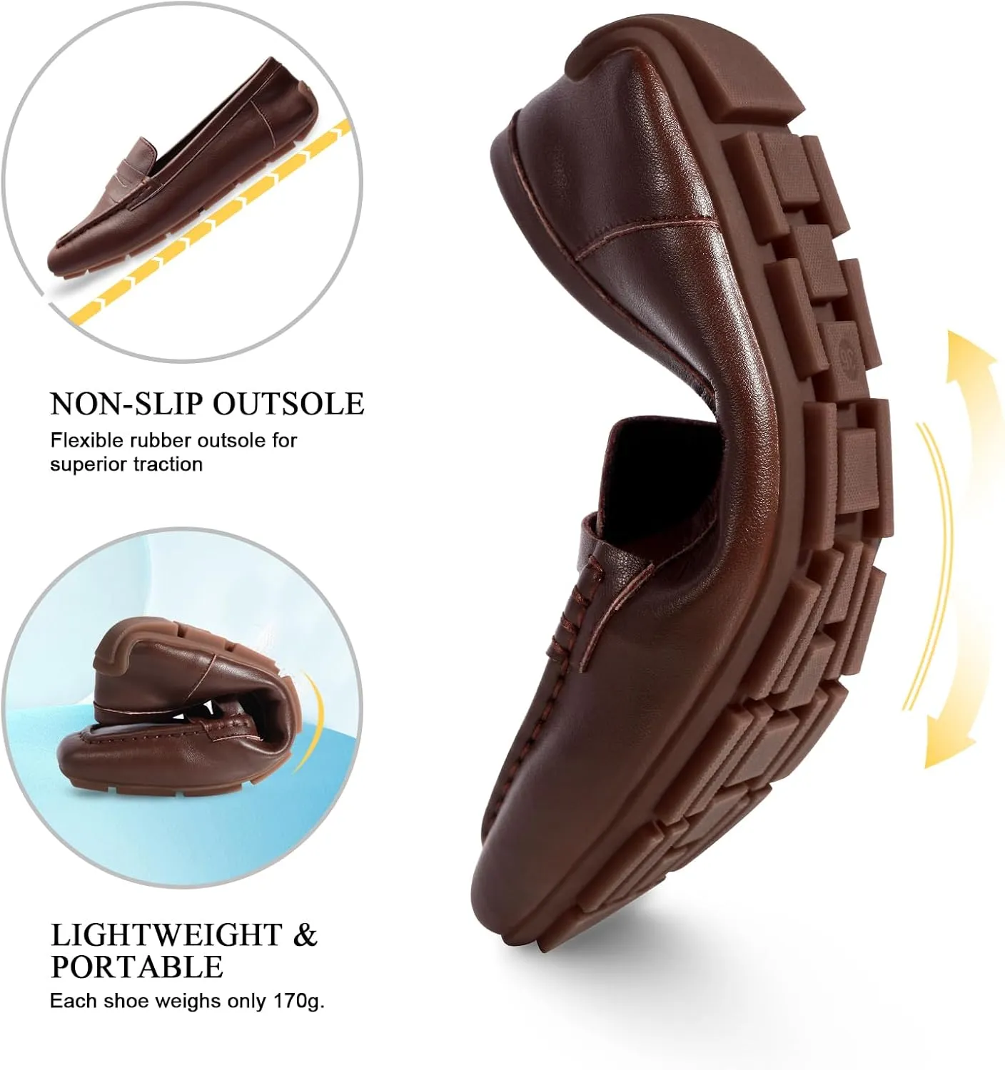 Women's Casual Slip On Loafers Lightweight Driving Loafers Comfortable Square Toe Dressy Flat Shoes for Work Office