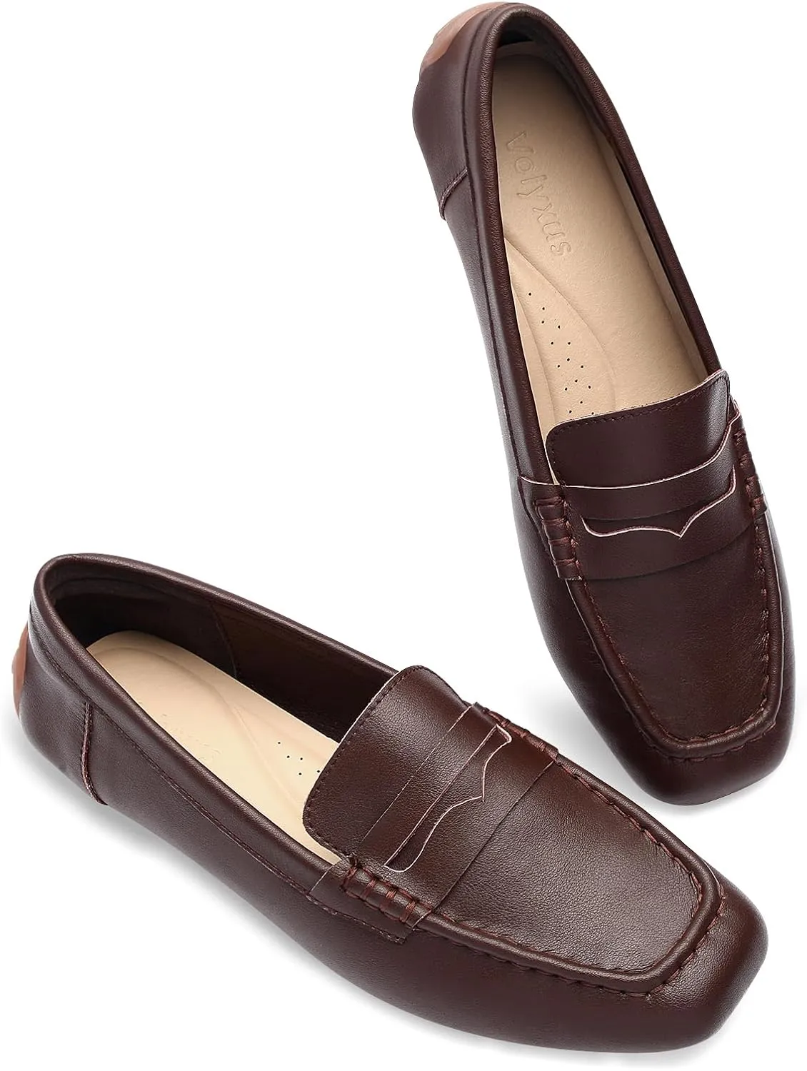 Women's Casual Slip On Loafers Lightweight Driving Loafers Comfortable Square Toe Dressy Flat Shoes for Work Office