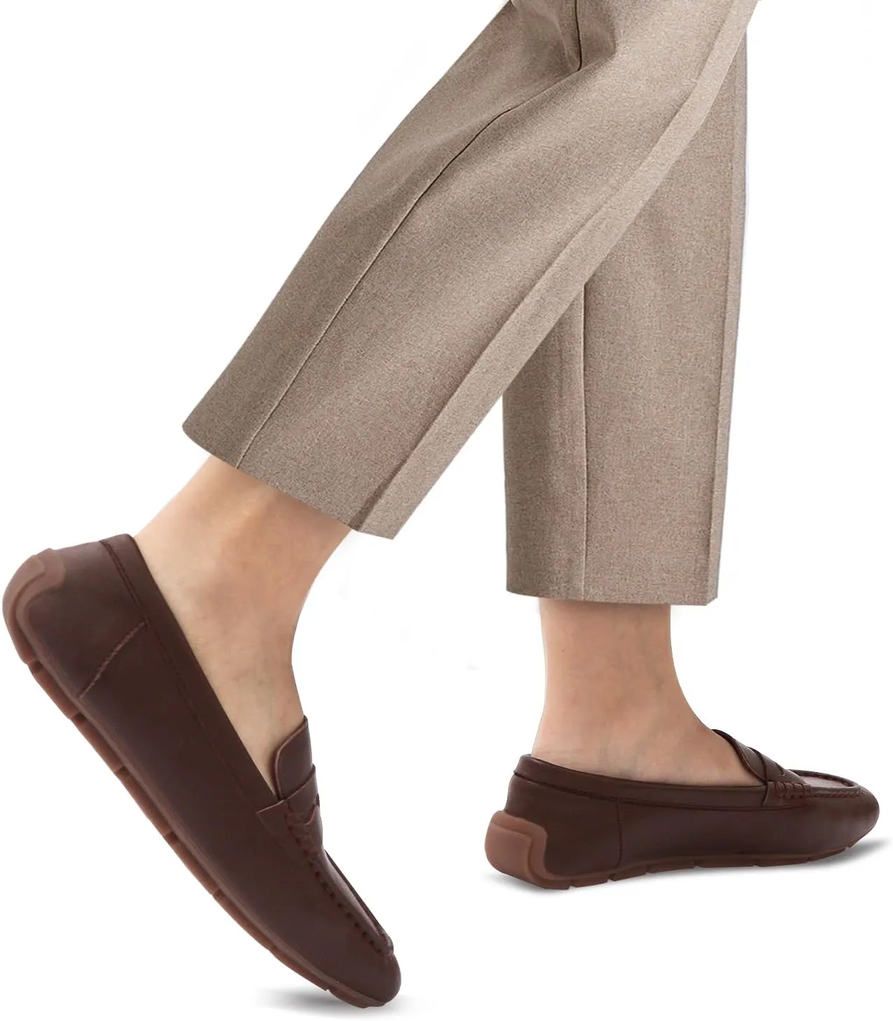 Women's Casual Slip On Loafers Lightweight Driving Loafers Comfortable Square Toe Dressy Flat Shoes for Work Office