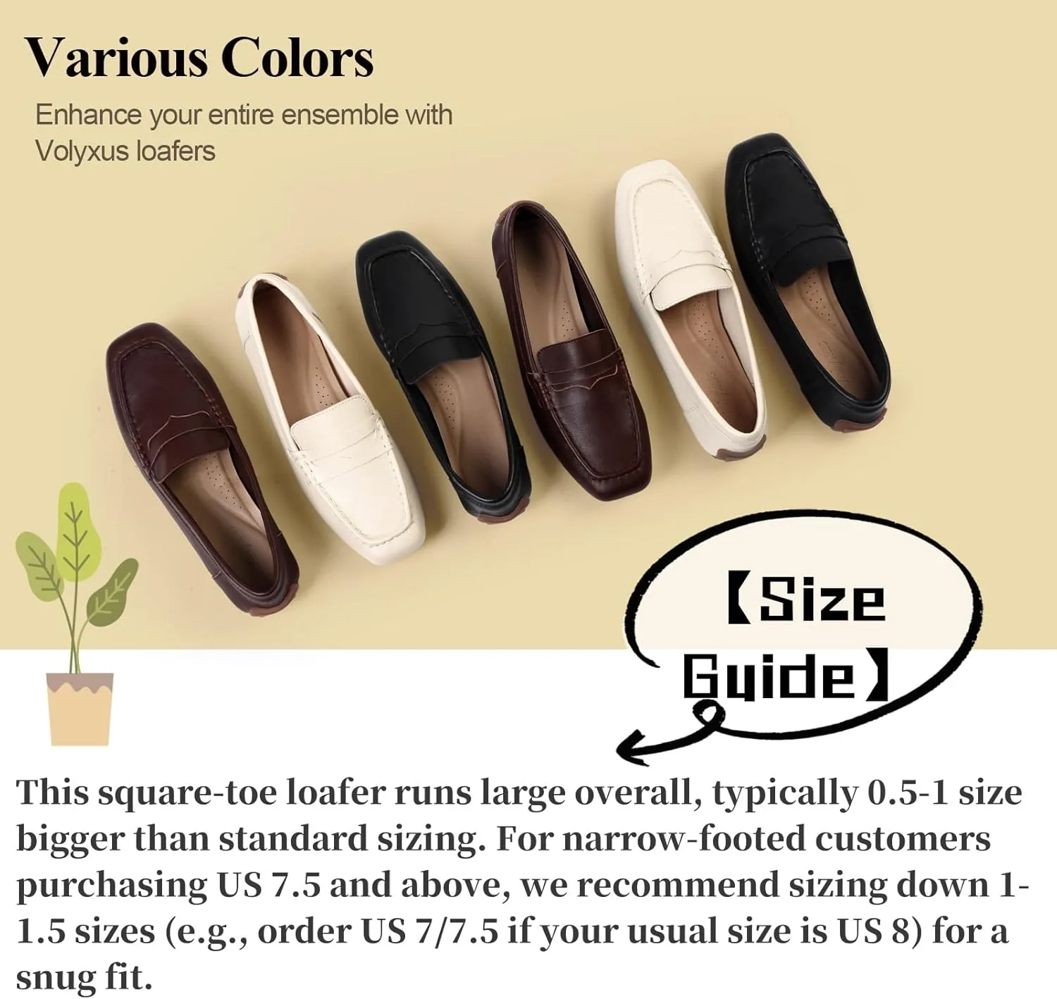 Women's Casual Slip On Loafers Lightweight Driving Loafers Comfortable Square Toe Dressy Flat Shoes for Work Office