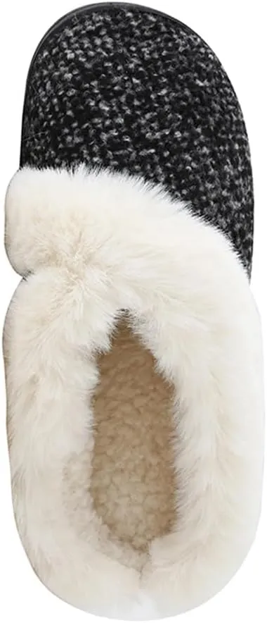 Women's Clog Slipper Warm Wool-like Lined with Anti-Skid Rubber Sole,Gift for Ladies, Indoor shoe