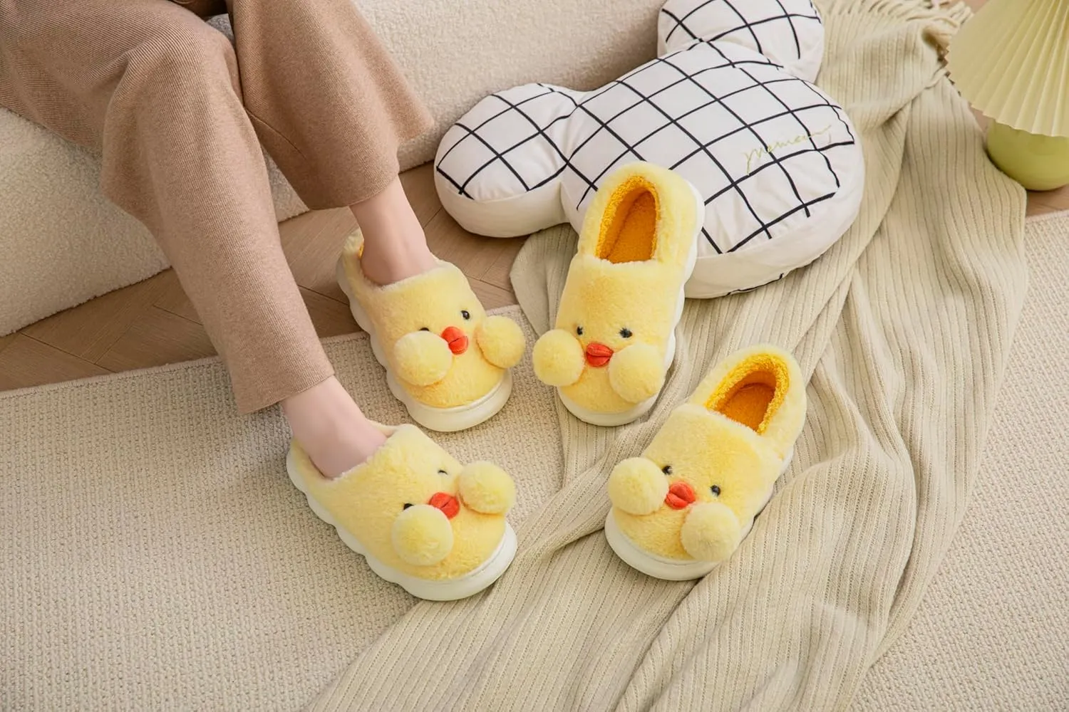 Women's Duck Animal Fuzzy Soft Plush Winter Warm Cotton Slippers