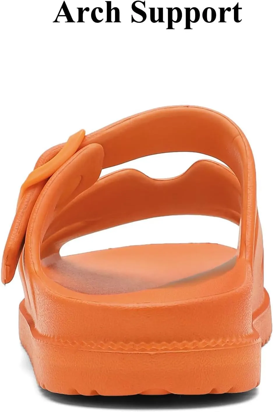 Women's Flat Sandals with Arch Support, Summer Beach Slides Adjustable Buckle, Comfort Lightweight Cushion Slip on H-Strap Sandal