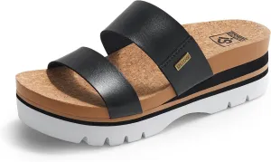 Women's Higher Platform Sandals Arch Support Beach Slides for Woman Orthotic Summer Causal Cork Footbed Slip on Cushion Cute 2 Strap Flatform 2.2IN sandalias de mujer