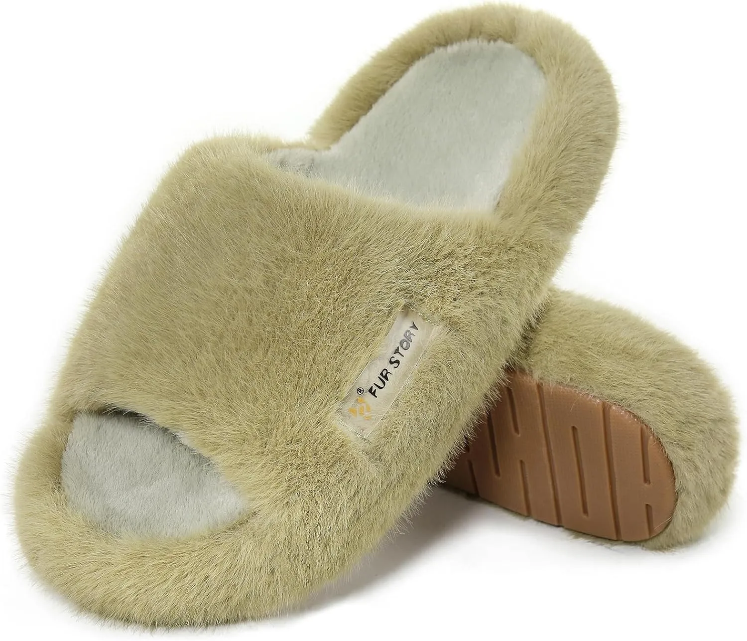 Women's House Slippers Fuzzy Platform Slides Faux Fur Fluffy Sandals Winter Memory Foam Cloud Footwear Latex Insoles