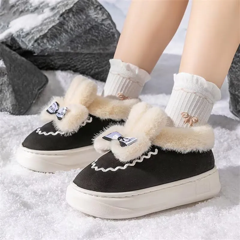 Women‘s Lovely Bowknot Warm Winter Shoes for Indoor Outdoor Bedroom Street Walking