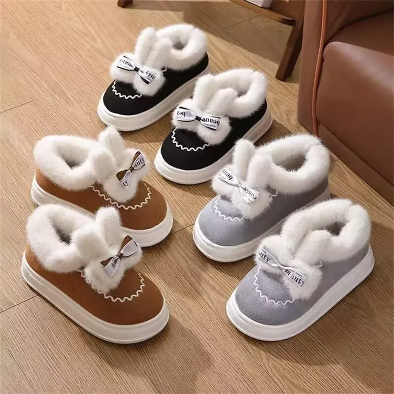 Women‘s Lovely Bowknot Warm Winter Shoes for Indoor Outdoor Bedroom Street Walking