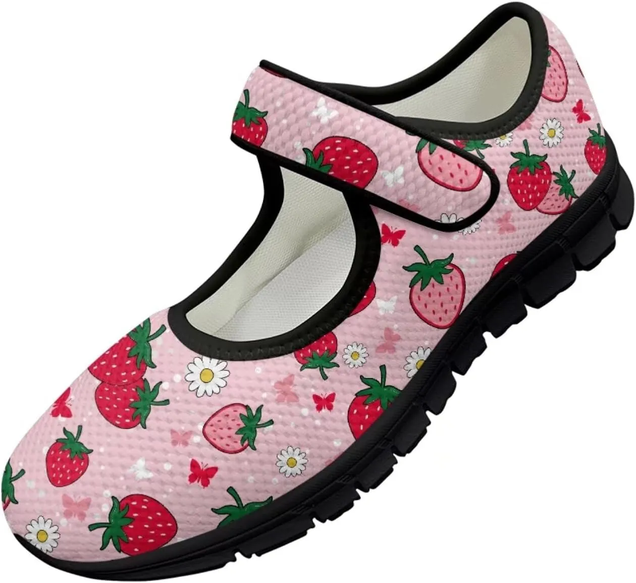 Womens Mary Jane Sneakers Breathable Mesh Casual Shoes Lightweight Non Slip Comfort Flats for Walking Tennis