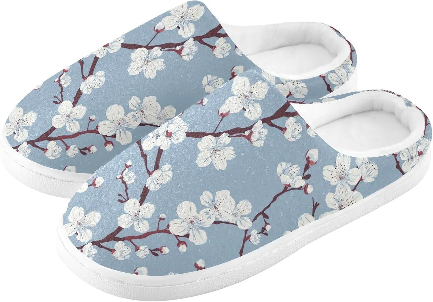 Womens Men's Cherry Blossom Flower Slippers,Memory Foam Slippers for Home,Bedroom Slippers Fluffy Fuzzy Slippers House Shoes for Women Men 21343599