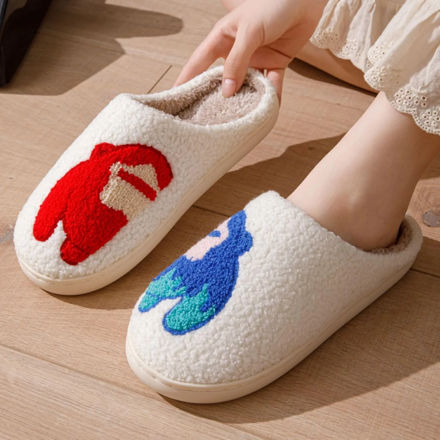 Women's Men's Halloween Slippers - Lantern, Pumpkin, Ghost, Skeleton Designs - Vintage Memory Foam Plush Household One-Step Slippers
