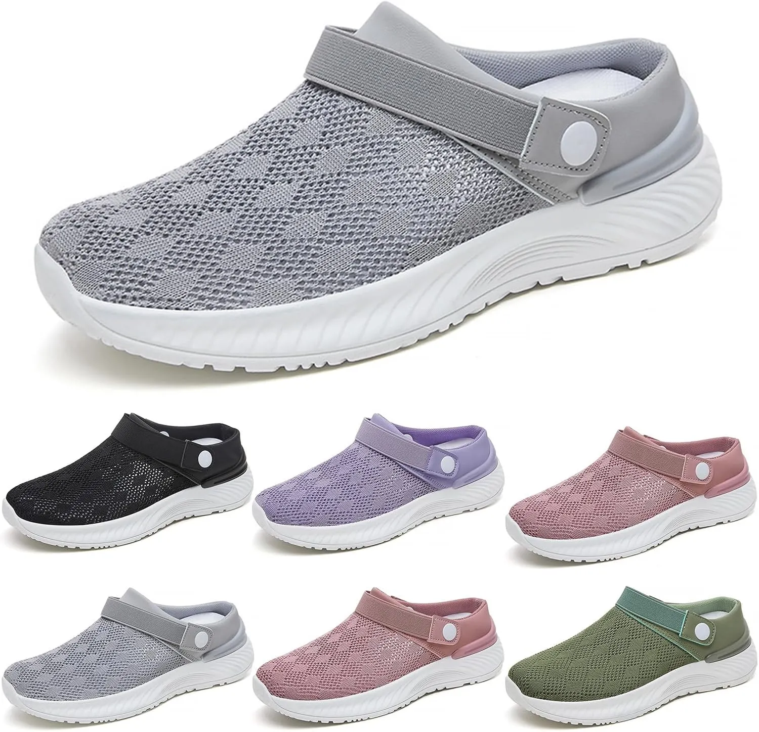 Womens Mesh Flats Sandal Slip on Lightweight Close Toe Arch Support Breathable Wide Width Outdoor Walking Comfortable Casual Solid Quick Drying Slippers