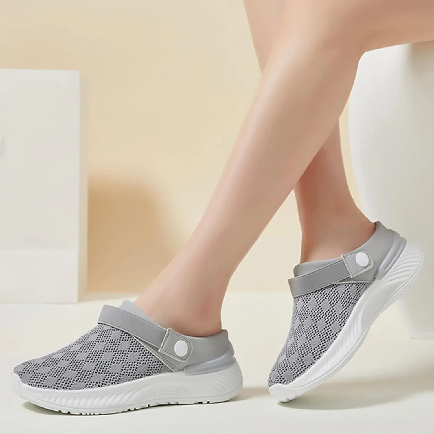 Womens Mesh Flats Sandal Slip on Lightweight Close Toe Arch Support Breathable Wide Width Outdoor Walking Comfortable Casual Solid Quick Drying Slippers