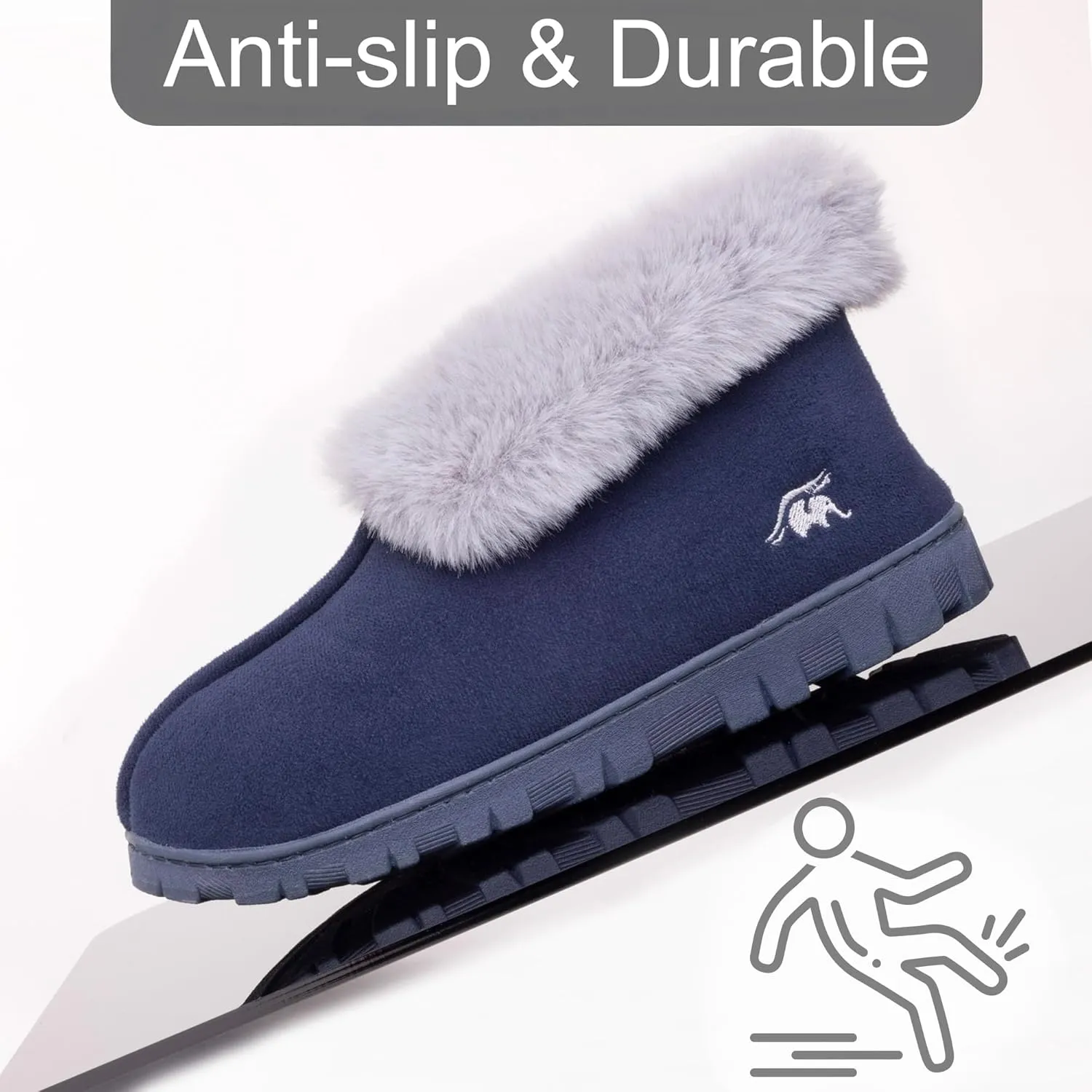 Women's Micro Suede Faux Fur Fleece Lined Cozy 80-D High-Density Memory Foam Winter Slipper Bootie Breathable House Shoes Non Skid Indoor Outdoor Sole