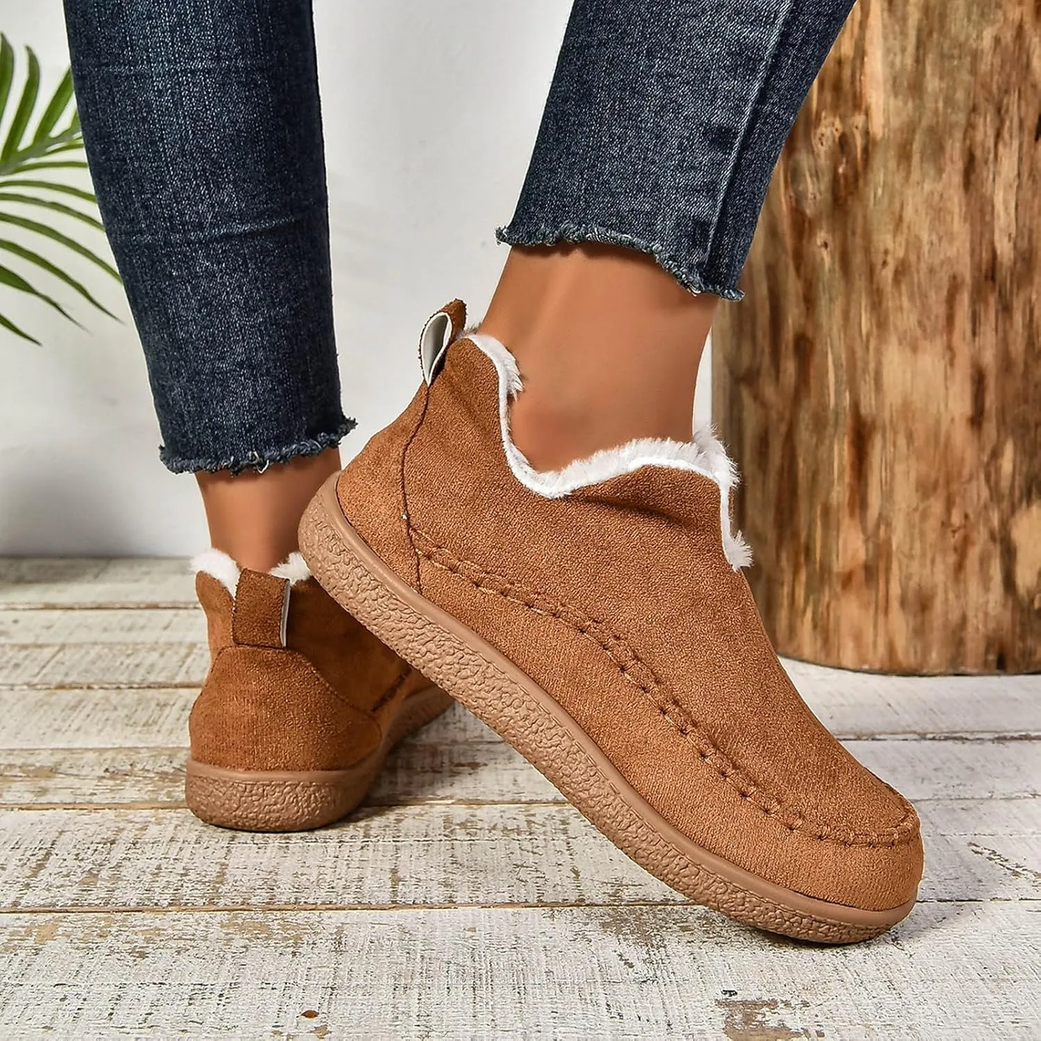 Women's Moccasin Bootie Slippers With Cozy Memory Foam Winter Warm Fuzzy Indoor Outdoor House Slippers